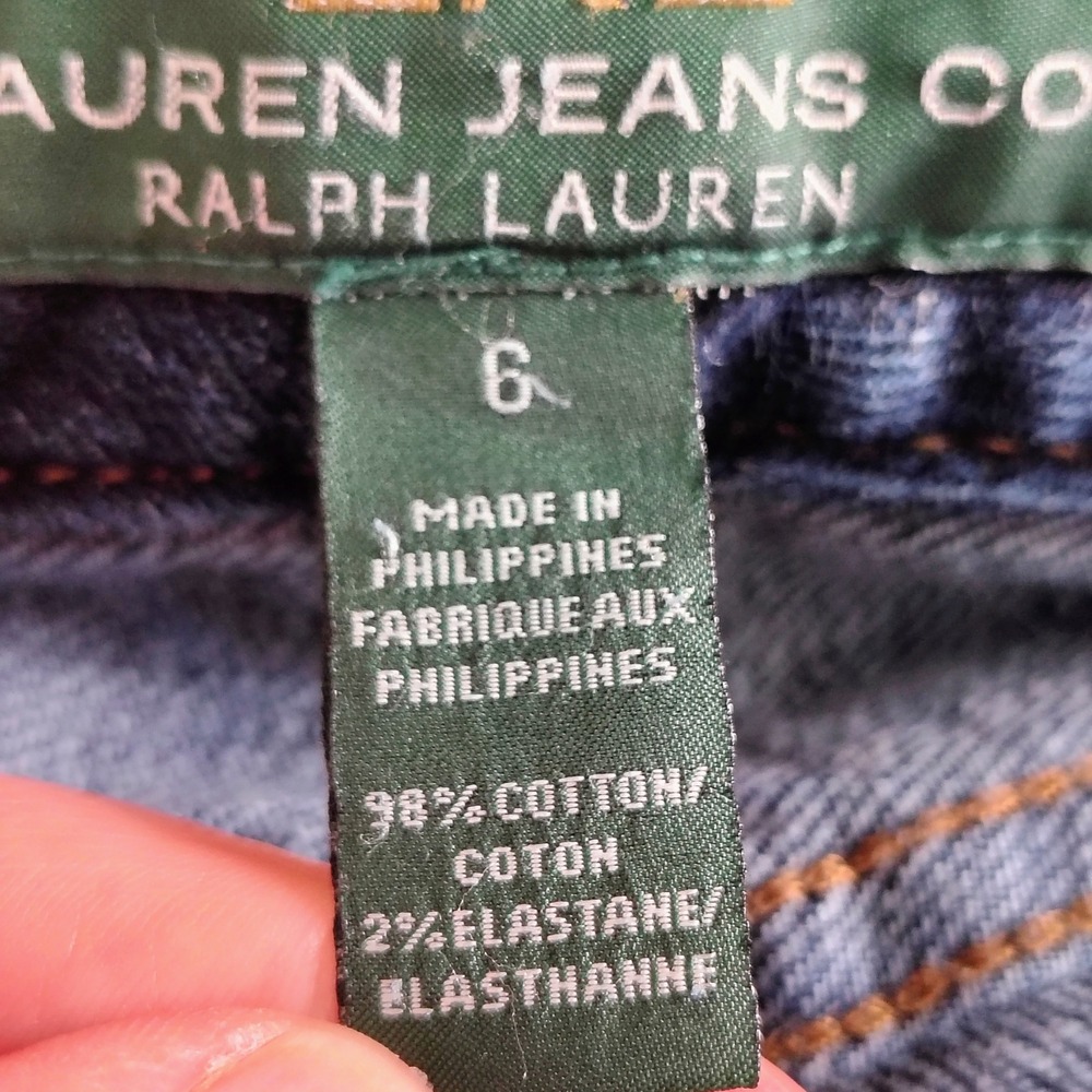 Lauren Jeans Co Ralph Lauren Dark Wash Straight Leg Flap Pocket Jeans 6 Indigo - Picture 6 of 7